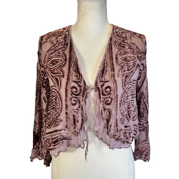 Marian Clayden Tops - Marian Clayden Silk Cardigan Mauve Pink Women’s Medium Cropped Boho Fairycore